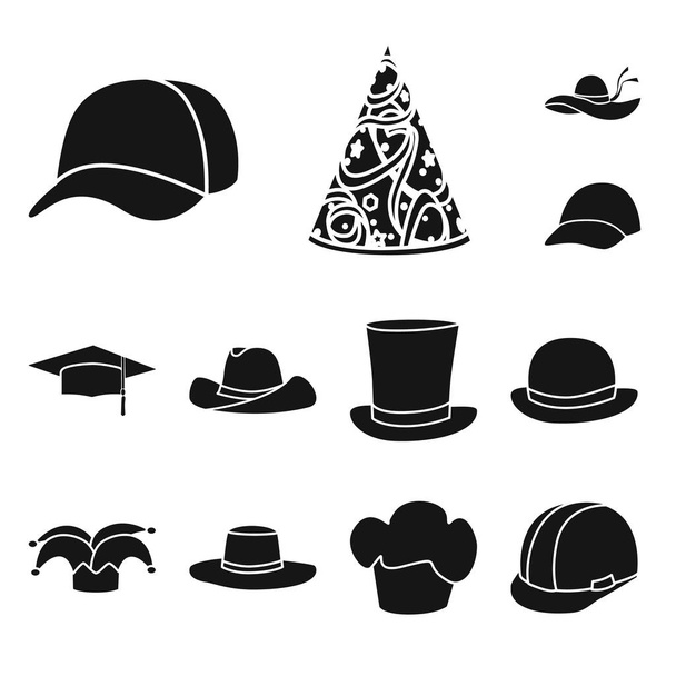 Vector illustration of beanie  and beret sign. Collection of beanie  and napper stock symbol for web. - Διάνυσμα, εικόνα