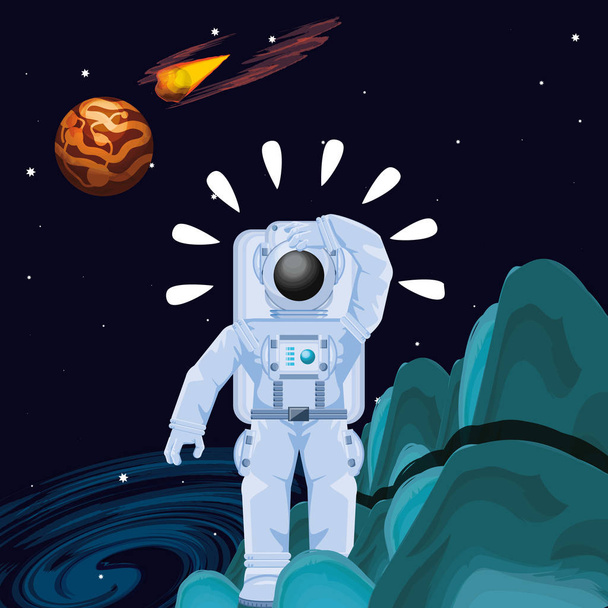 astronauta en el personaje espacial
 - Vector, imagen