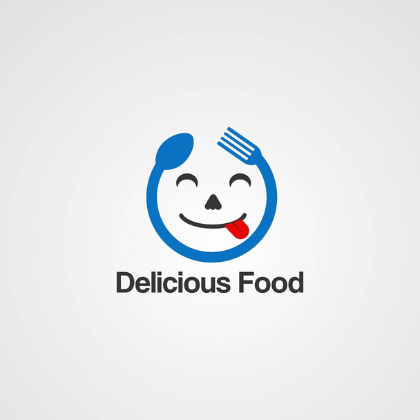 おいしい顔食品コンセプト ロゴ ベクター、アイコン、要素、および会社のためのテンプレート - ベクター画像