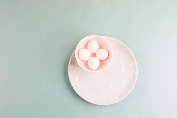 Three eggs on a plate. - Valokuva, kuva