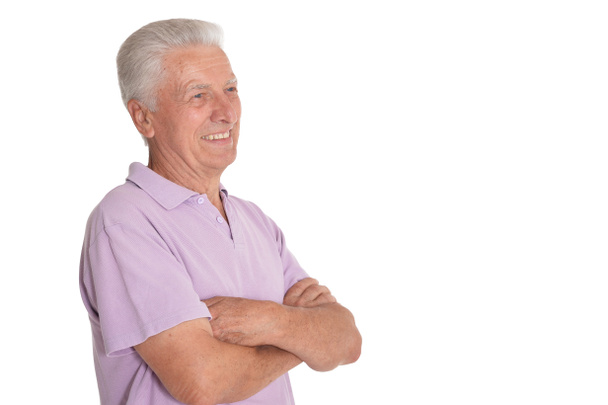 крупным планом портрет пожилого человека на белом фоне
 - Фото, изображение