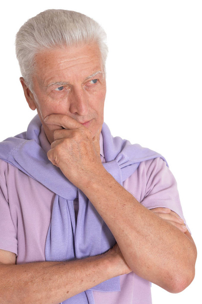portrait of senior man isolated on white background - Photo, image