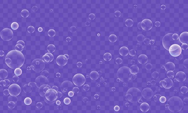 Buborék textúra-val áttetszőség. Pezsgő és szappanos háttér.  - Vektor, kép
