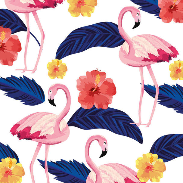 tropikal flamingolar çizgi film - Vektör, Görsel