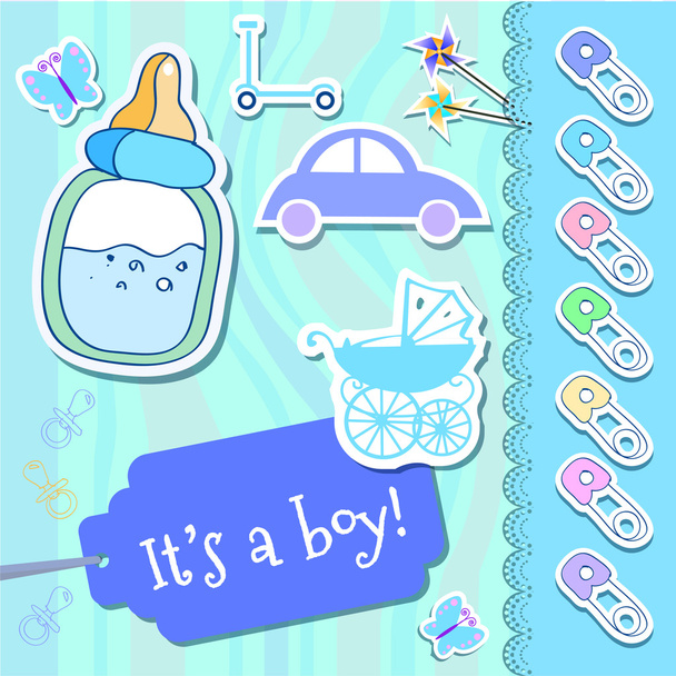 ベクトル赤ちゃん男の子グリーティング カード - ベクター画像