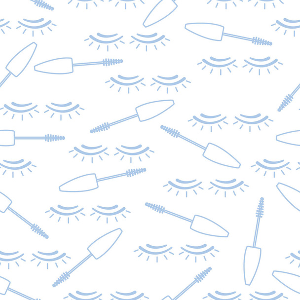 Vector seamless pattern with mascara, eyelashes. - Vector, afbeelding