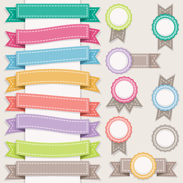 Set of ribbons and stamps. - Vector, imagen
