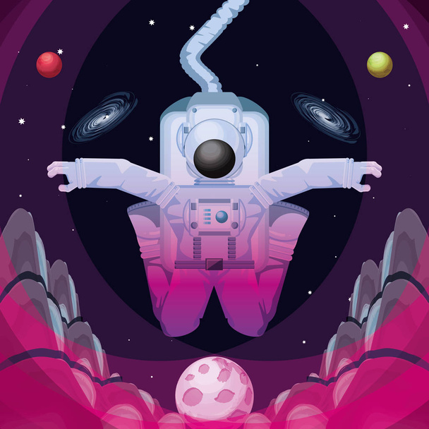 astronaut in the space character - Vektör, Görsel