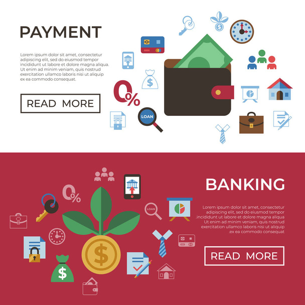 Sociale krediet-en bancaire betaling iconen - Vector, afbeelding