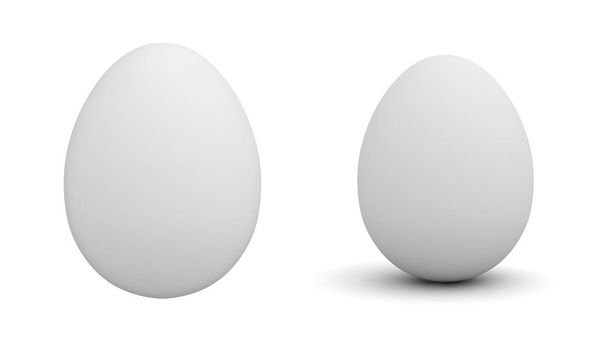 Λευκά αυγών απομονωθεί σε λευκό φόντο με σκιά 3d rendering - Φωτογραφία, εικόνα
