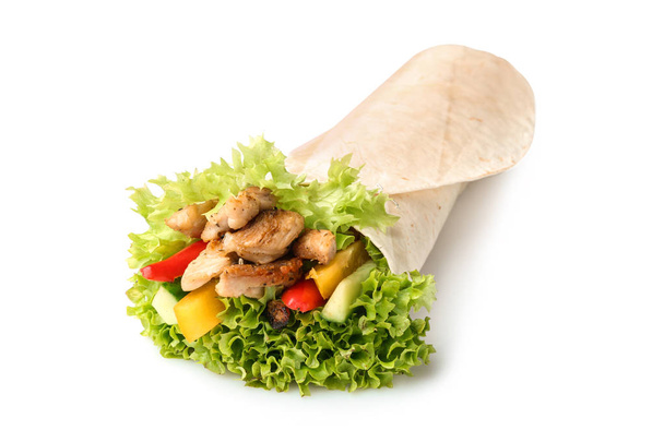Sabroso kebab doner sobre fondo blanco - Foto, imagen