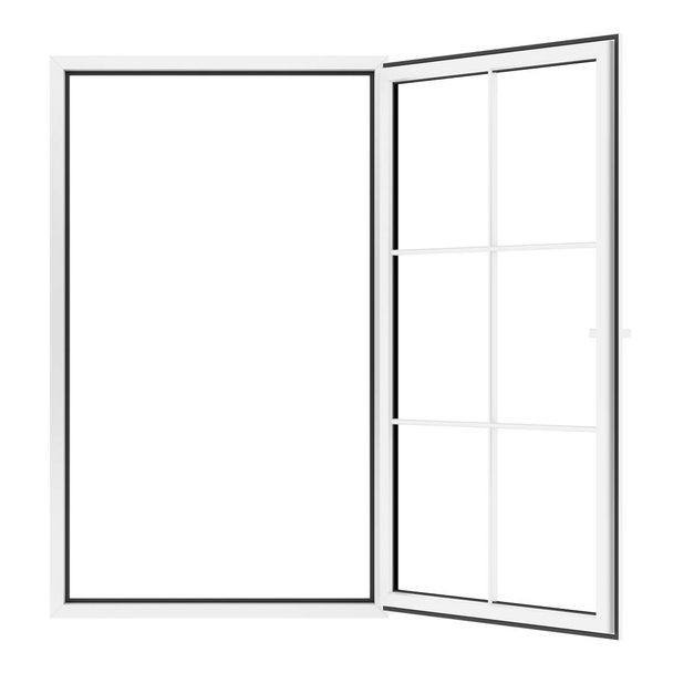 janela aberta isolada no fundo branco. ilustração 3d
 - Foto, Imagem