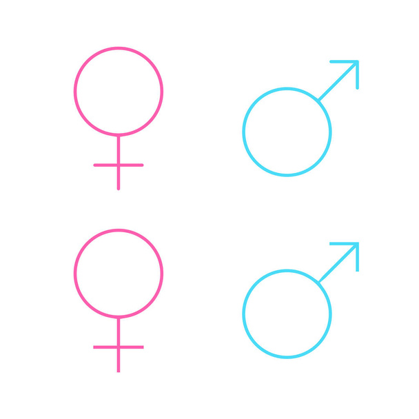 Set of male and female line symbols - Vector, Image