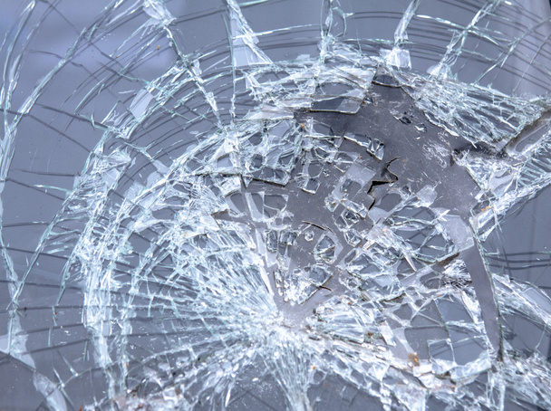 Broken car front windshield glass - Photo, Image
