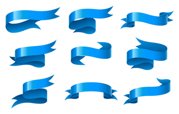 Набор голубой ленты на белом фоне
 - Вектор,изображение