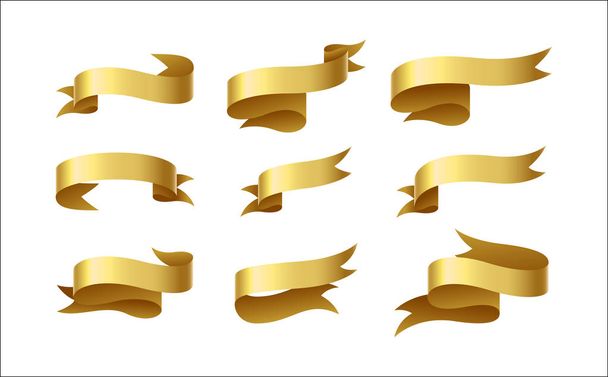 Set aus goldenem Band auf weißem Hintergrund - Vektor, Bild