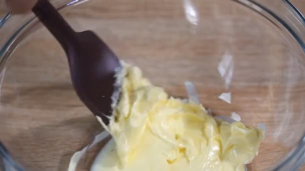Masło jest zmieszany z cukrem - Materiał filmowy, wideo