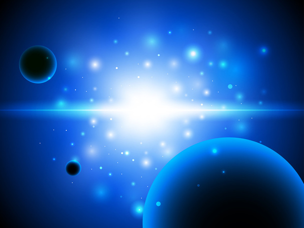 Space background with stars and planet. - Wektor, obraz