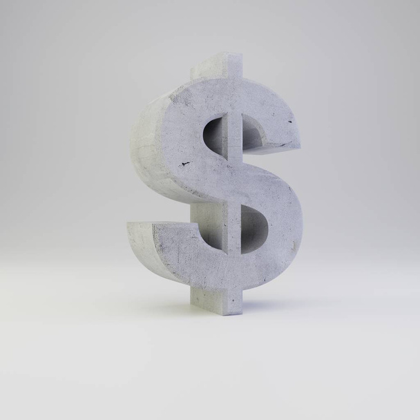 Concrete dollar symbol with plaster texture isolated on white background - Photo, Image