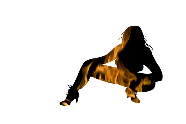 Сексуальна жінка на вогні силует
 - Фото, зображення