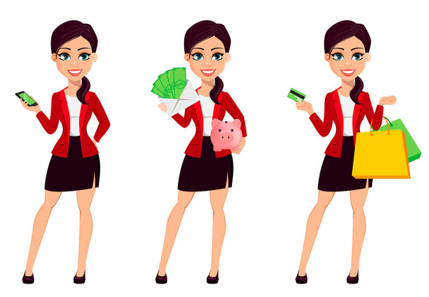 Businesswoman cartoon character. Beautiful woman - Vector, Image
