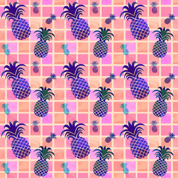 Wzór na kolorowym tle z ananasów - Zdjęcie, obraz