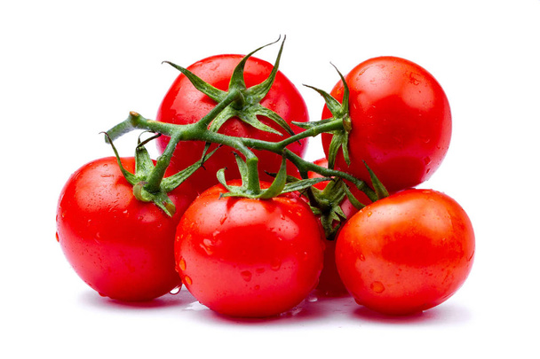 Branch of ripe tomatoes isolated on white background  - 写真・画像