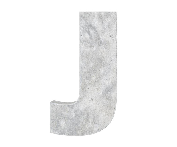 Concrete Capital Letter - J isolated on white background. 3D render Illustration - Фото, зображення