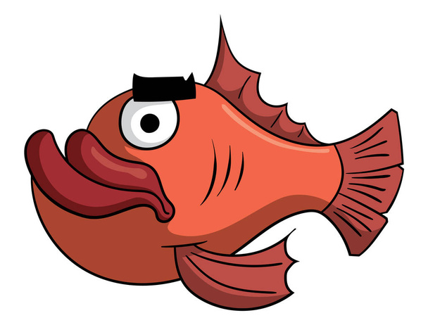 personaggio dei cartoni animati di pesci brutti con grandi denti isolati su sfondo bianco, vettore, illustrazione
  - Vettoriali, immagini
