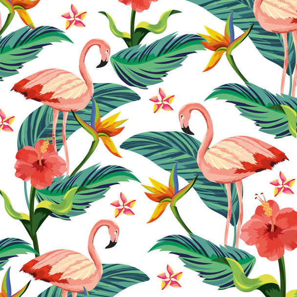 tropische Flamingo's cartoon - Vector, afbeelding
