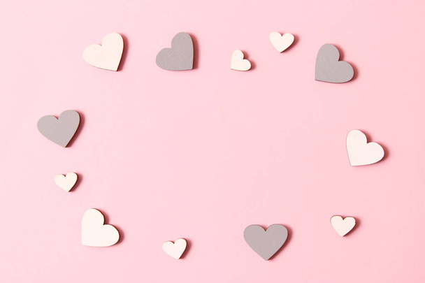 Valentine's day background in minimalism style. Hearts, background, place to insert text. - Valokuva, kuva