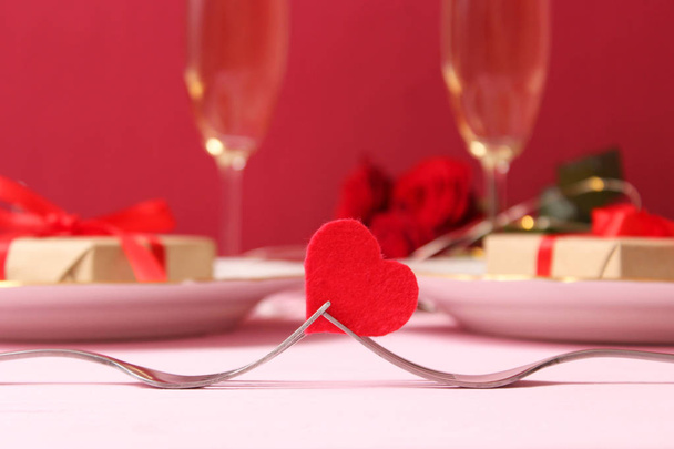 Romantic dinner, Valentine's Day background. - Valokuva, kuva