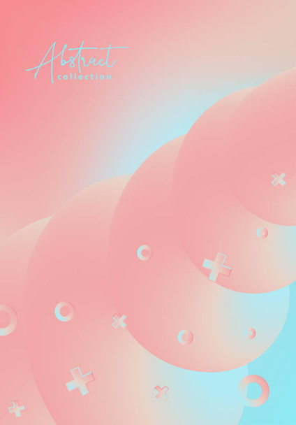 Абстрактно-розовый, голубой векторный фон с текучими трехмерными цветами, жидкими цветами. Изолированные элементы проектирования жидкости. Лавовая лампа. Цвета Pantone 2019
 - Вектор,изображение