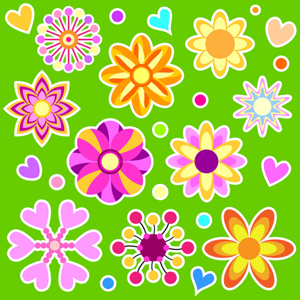 Colored background with flowers elements - Vetor, Imagem