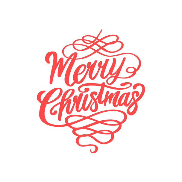 Handdrawn Merry Christmas Lettering Typography Greetings Card - Wektor, obraz