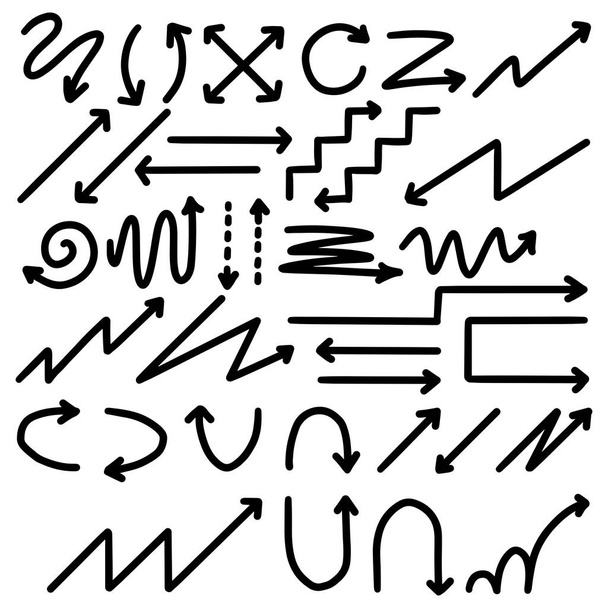 Ilustración de boceto grunge hecho a mano acuarela doodle vector flecha conjunto  - Vector, imagen