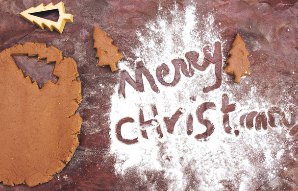 Boże Narodzenie koncepcja, Choinka mąki i Choinka formularza dla plików cookie - Zdjęcie, obraz