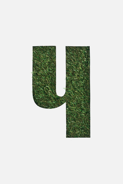 cut out cyrillic letter of green grass isolated on white - Photo, Image
