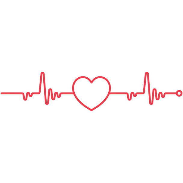 Heartbeat Line Cardio Minimal Style Icon Symbol - Wektor, obraz