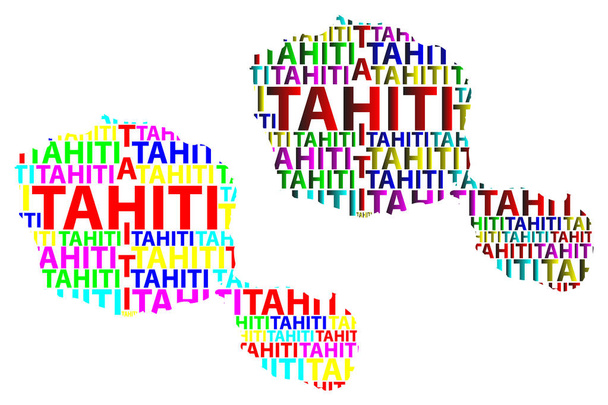 タヒチ島 - ベクトル図の地図 - ベクター画像