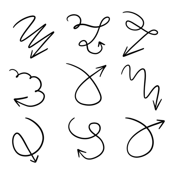 Ilustración de boceto grunge hecho a mano acuarela doodle vector flecha conjunto  - Vector, Imagen