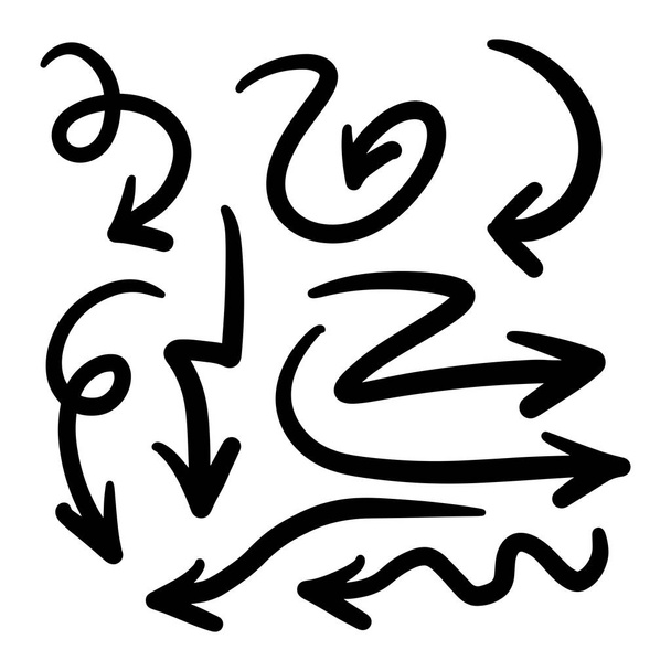 Illustratie van grunge schets handgemaakte aquarel doodle vector pijl set  - Vector, afbeelding
