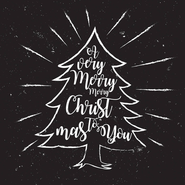 Handdrawn Merry Christmas Lettering Typography Greetings Card  - Vecteur, image