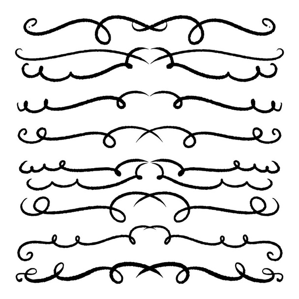 Collection of Handdrawn swirls and curves. Design element of ornaments for wedding cards, in invitations, save the date cards, flyers for restaurant  - Vector, Image