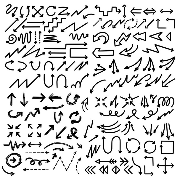 Ilustrace grunge náčrtu ručně dělané akvarel vektorové šipky set  - Vektor, obrázek
