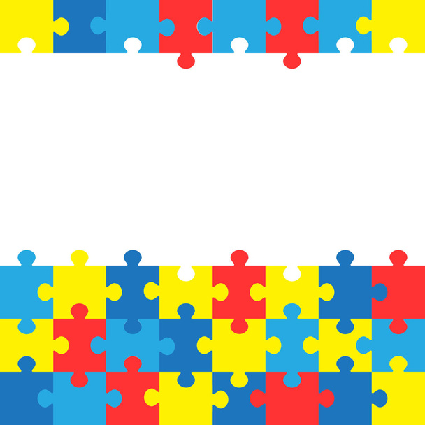 World autism awareness day. Colorful puzzles vector background. Symbol of autism. Medical flat illustration. Health care  - Vektor, Bild