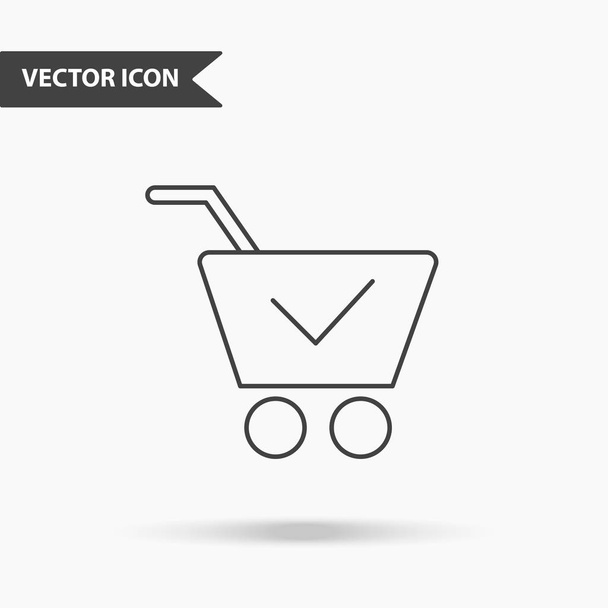 Ilustração vetorial moderna e simples do ícone de carrinhos de compras. Imagem plana com linhas finas para aplicação, interface, apresentação, infográficos em fundo isolado
 - Vetor, Imagem