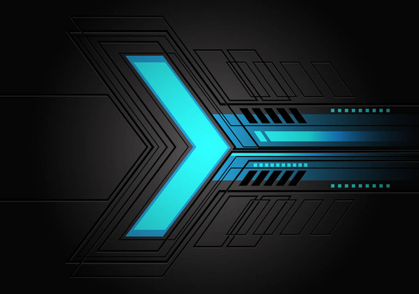 Dirección de flecha de neón de luz azul abstracta en diseño de circuito gris oscuro ilustración moderna futurista vector de fondo
. - Vector, imagen