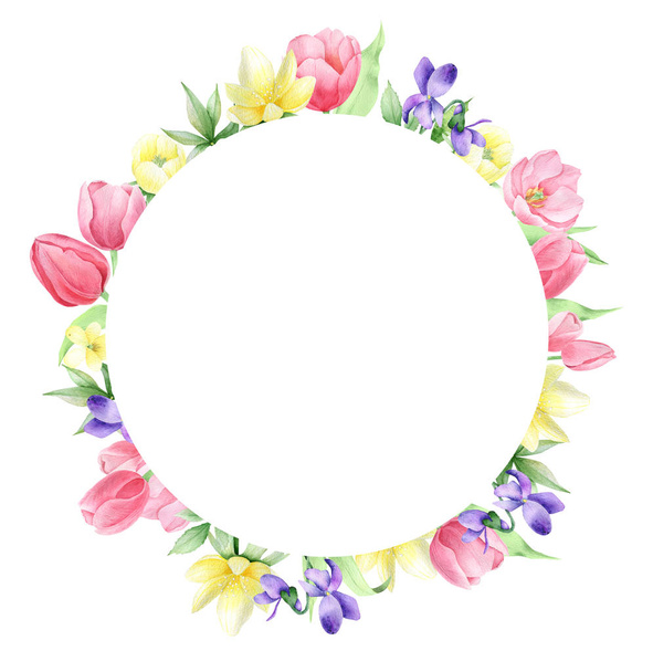Watercolor  spring  flowers - Фото, зображення