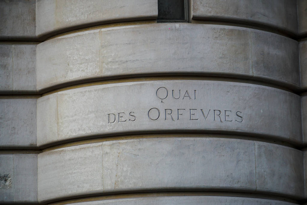 París, Francia - 16 de marzo de 2019: El quai des Orfvres, sede de la policía criminal de París. La Dirección Rgionale de Police Judiciaire de Paris (DRPJ), a menudo llamada el 36 quai des Orfvres
 - Foto, Imagen